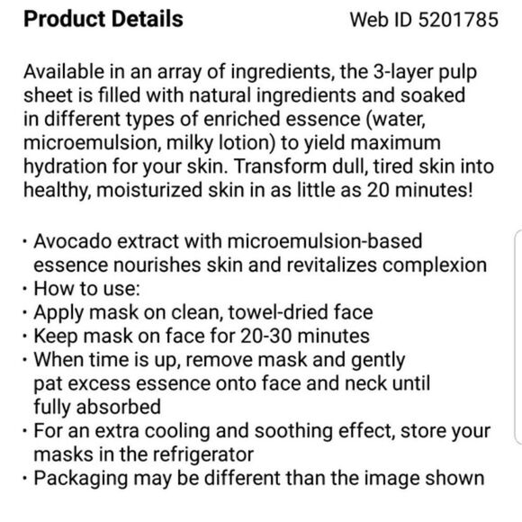 $4💥  TONYMOLY I'm Real Avocado Mask Sheet - Picture 2 of 3
